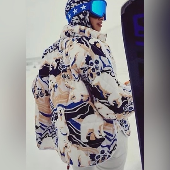 NWOT Free People Movement Pippa Packable Polar Bear 🐻‍❄️ Printed Jacket size XS - Picture 1 of 6